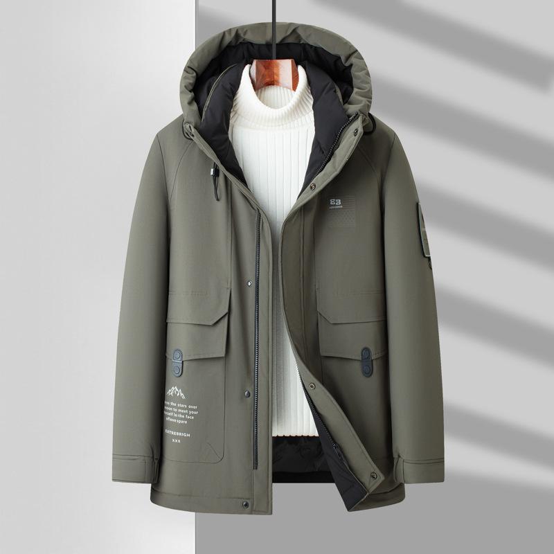 Autumn and Winter Duck Down Hooded Zipper Version Middle-aged Business Warm Thickened Down Casual Jacket