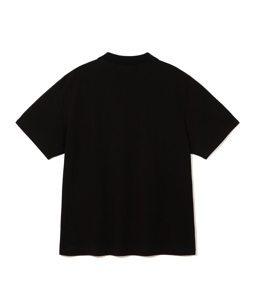 YALE Heritage Dan Slit-Neck Pique Tee Black