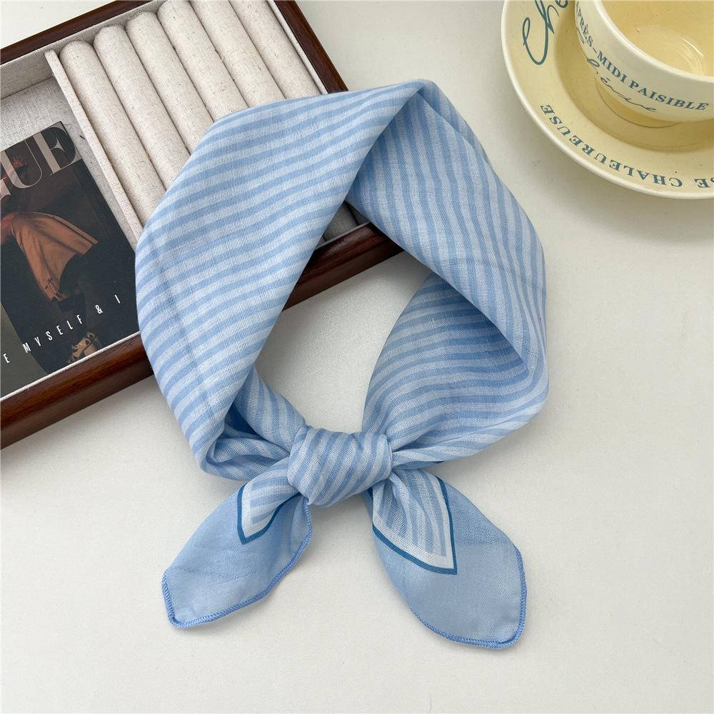 Liten fyrkantig scarf i bomull och linne Sidenhalsduk Dam Vår och höst Ny stil Konstnärlig och mångsidig Mode Temperament Huvudband Scarf