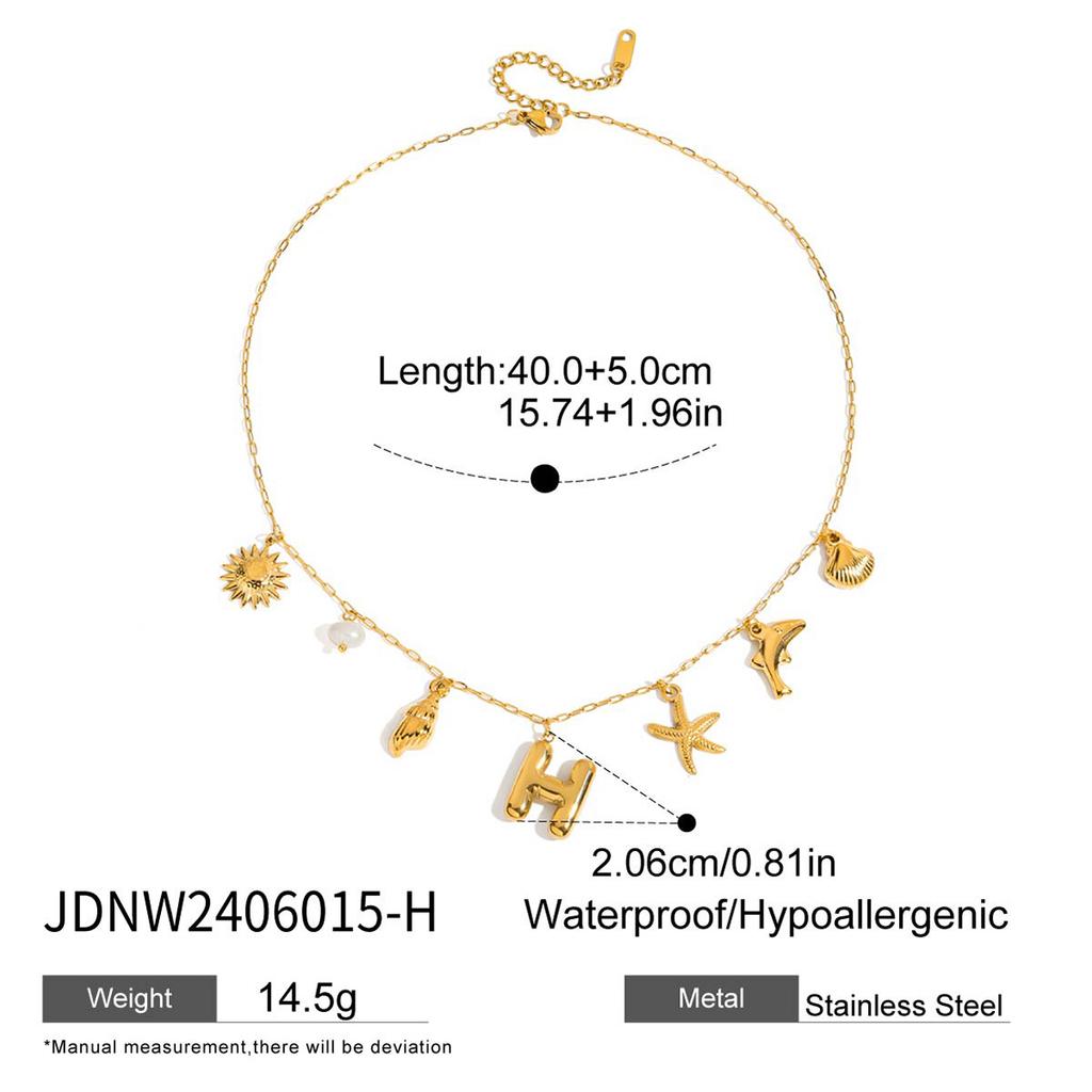 Letter Starfish Shell Freshwater Pearl Necklace Niche Design Sense Collarbone Chain Jewelry