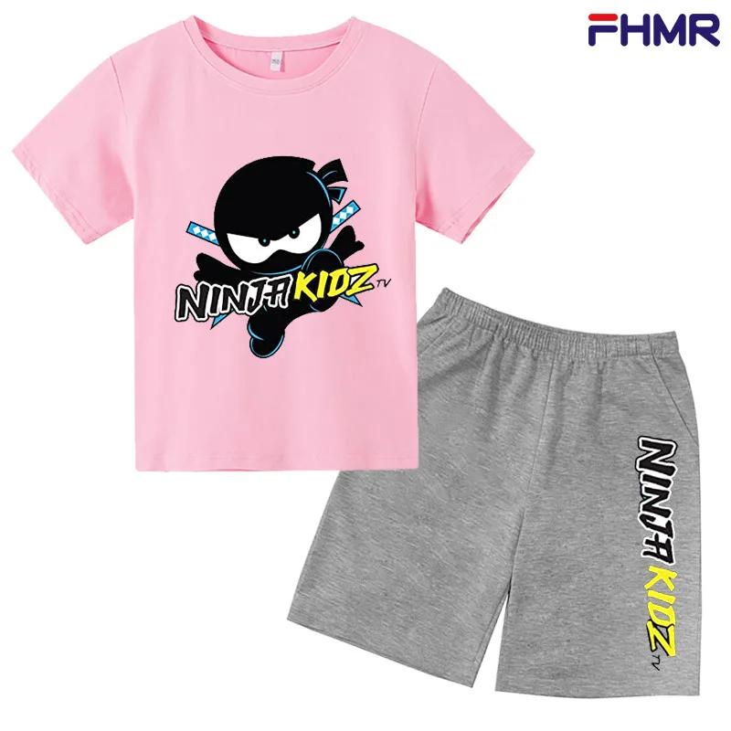 Summer Kids Ninjago T-shirt Set Boys' Clothing  Leisure Cotton PikachuShort Sleeve Preschool 3-12 Girls' Cartoon Animal Print