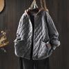 Damen Übergröße Kapuzen Steppjacke aus Baumwolle mit großen Taschen - Lässiger lockerer Schnitt, Dick gefütterte Oberbekleidung.