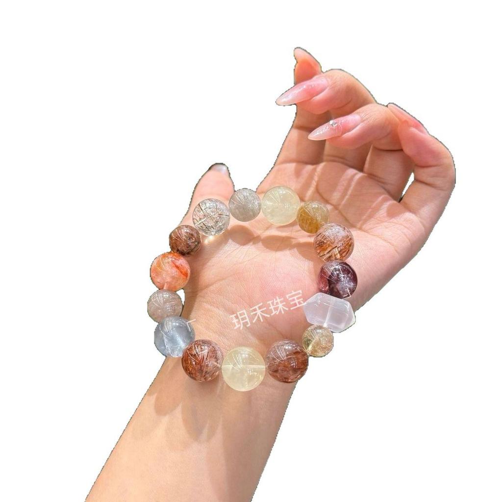 Natural Multi-Colored Phantom Crystal Bracelet - Light Luxury Niche Jewelry