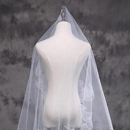 Eleganter einschichtiger weißer Ellbogenlänge Schleier mit Spitzenrand für Brautjungfern und Hochzeit 4,9 Fuß