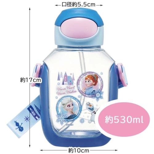 Skater Water Bottle with Straw, 530ml, Disney Frozen 23, One-Push Operation, for Girls, PDSH6DX-A