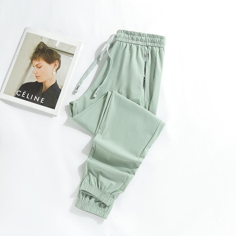 Summer New Ice Silk Elastic Sports Pants Couples with Loose Men and Women the Same Casual Pants