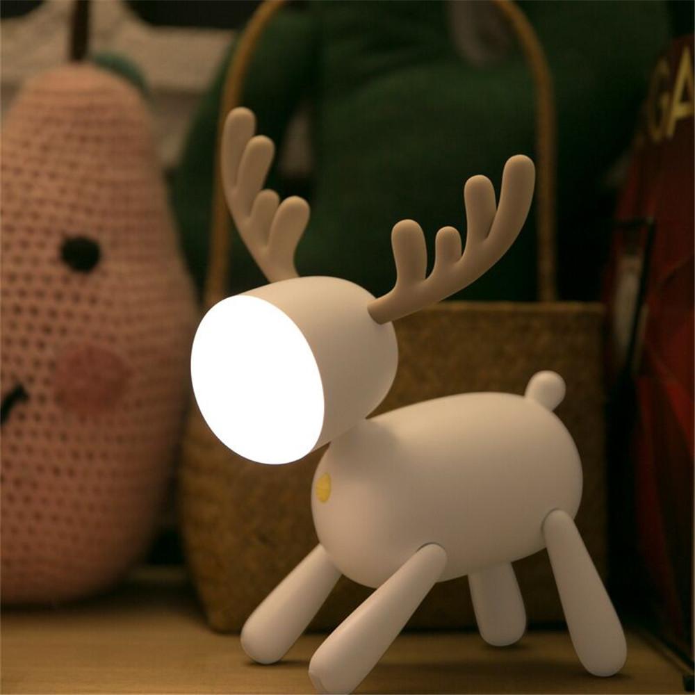

LED Night Lamp USB Rechargable Cute Deer Night Light Dimmable Table Desk Timer Lamp Home Beside Bedroom For Children Kids