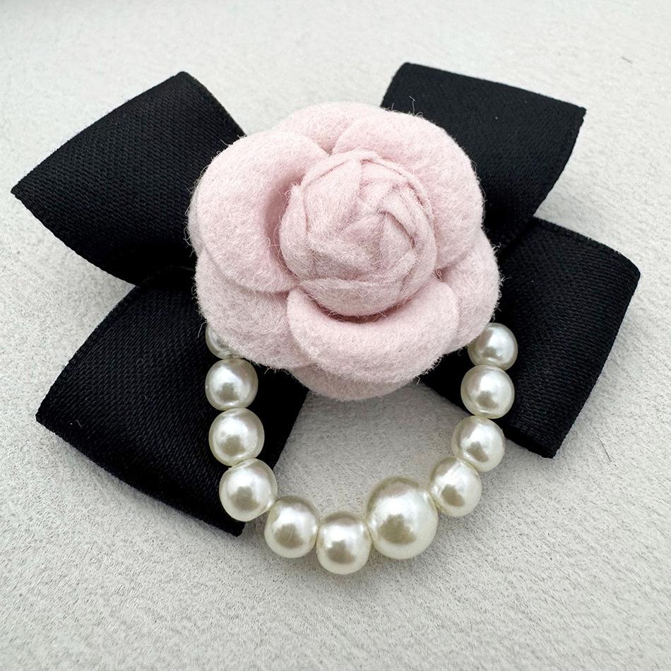 Suqi Elegant Bow Pearl Camellia Brooch - Korean Style Fashion Accessory