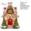 Red Door Holiday Decoration Mini Christmas House Figurine Small Resin Snowy Village Statue with Snow-covered Roof Decor Wreath And Pine Trees