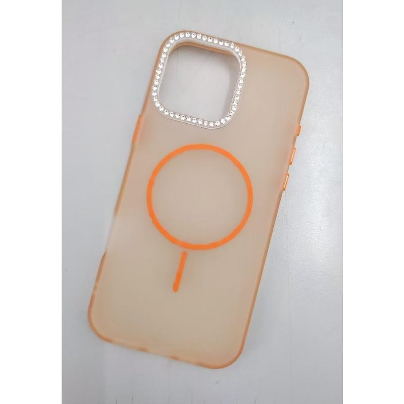Applicable To IPhone 16pm Dot Drill Frame Mobile Phone Case Apple 15 Skin Feeling Frosted Color Fine Magnetic Suction Protective Case