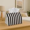 1pc Modern Minimalist Pattern Tissue Box Cover- Black White Stripes Napkin Holder for Home, Kitchen, and Car Decor| Multi-Functional Fabric Tissue Dis