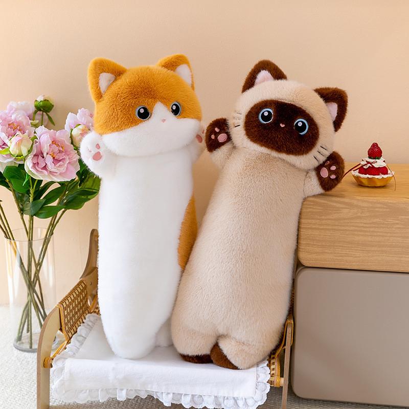 Cute Cat Cartoon Long Body Pillow With Soft Plush For Girls Sleep And Relaxation