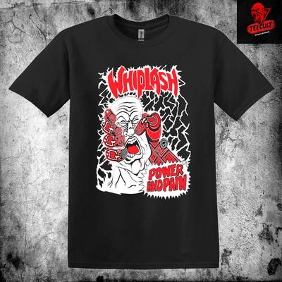 Men's and Women's T-shirts Whiplash 'Power and Pain' Metal Rock Unisex Heavy Cotton