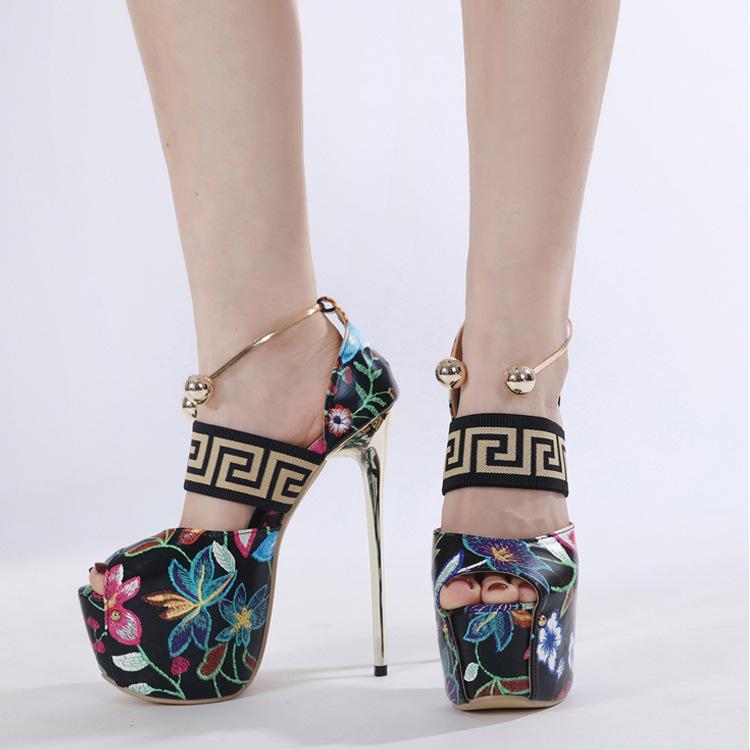 

Босоножки женские новые водонепроницаемые ненависть к столу небоскреб сексуальная модель подиум рыбий рот высокий каблук 42 чёрный