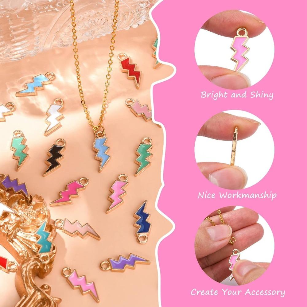 20/50/100pcs Enamel Lightning Bolt Charms Colorful Flash Shape Charms Celestial Thunder Charms for Jewelry Making Bulk