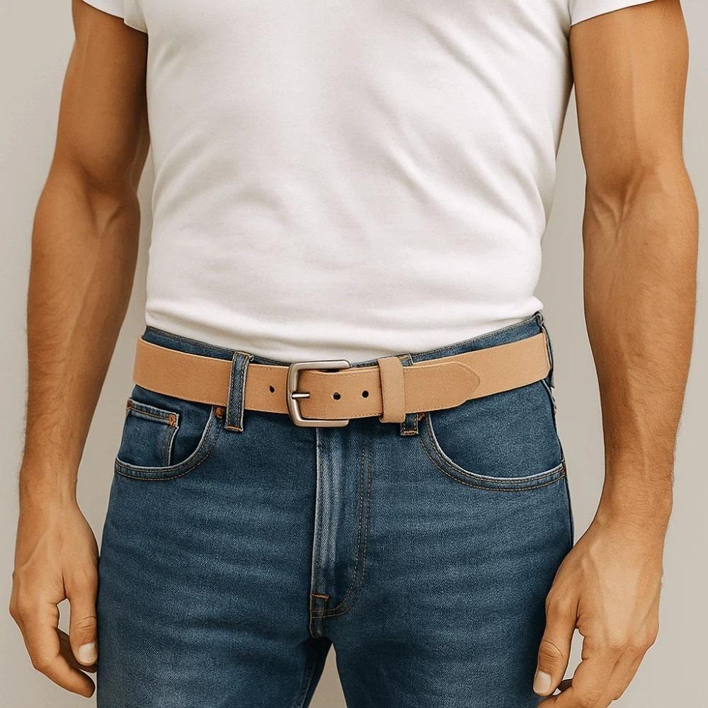 Long Genuine Leather Belt Zinc Zinc Alloy Jeans Waistband Adjustable Men Wide Belt Ornament