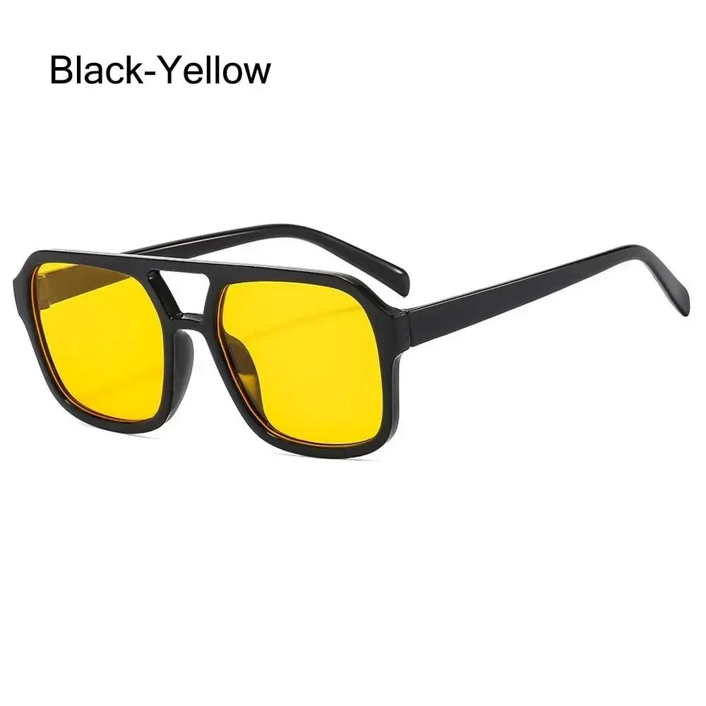 Vintage Retro Square Sunglasses Unisex Stylish Big Frame Sun Eyeglasses Ins Style Shades Sunglasses Fashionable Black Color Frame Shades