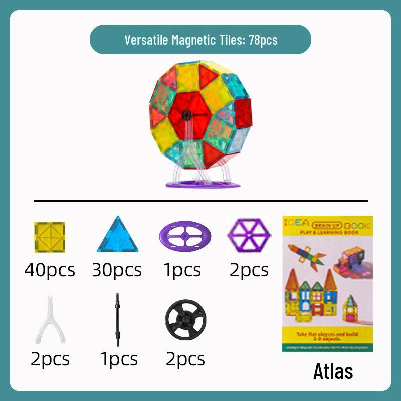 Stained Glass Magnetic Tile Set: Strong, Fun Assembly Building Blocks for Early Education Ages 3-6