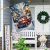 1PC Double-Sided Christmas Garden Flag with White Dog and Red Truck , Polyester, Outdoor Lawn Decoration, No Electricity Needed