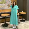 Plus Size Women Dress Summer Loose Short Sleeve Silky Slim Dress Age Reducing A-Line Dress Female