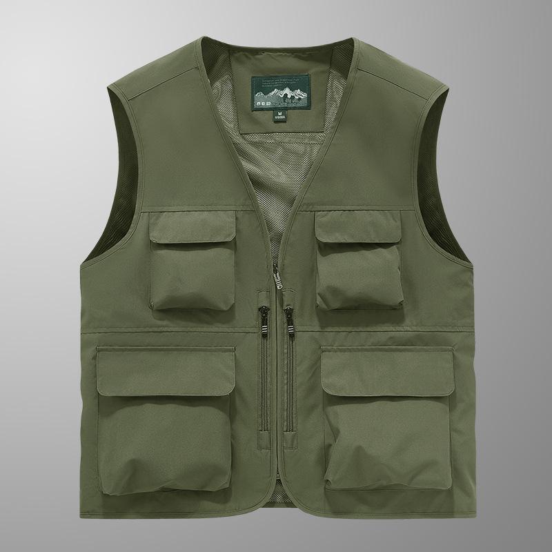 Photographer waterproof vest, sleeveless outdoor new multi-pocket quick-drying fishing vest, men's thin mountaineering