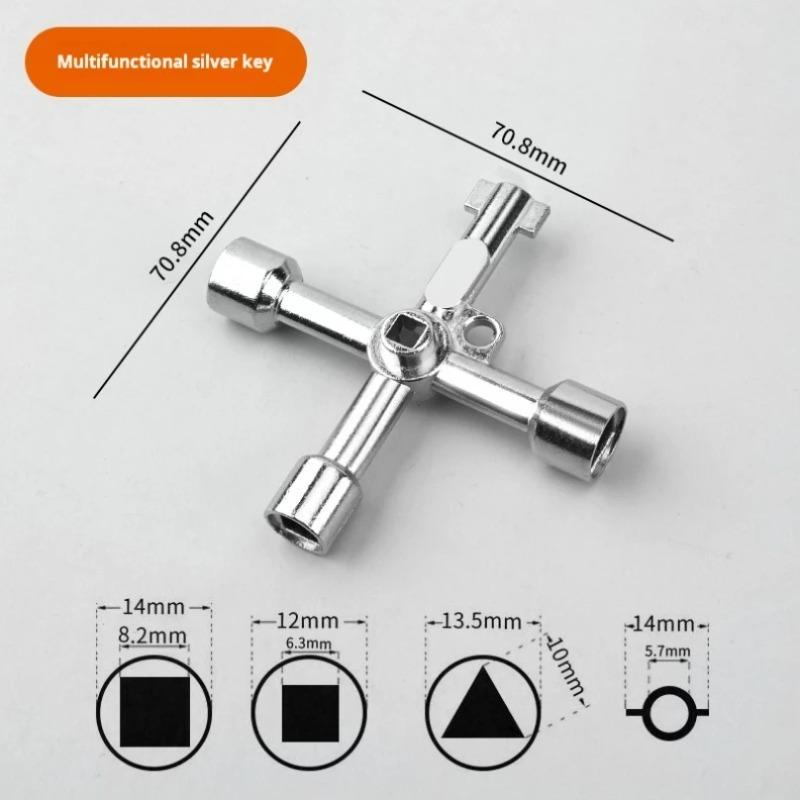 Multi functional four in one cross portable silver hand screwdriver DIY socket screwdriver head combination electric control cabinet car elevator