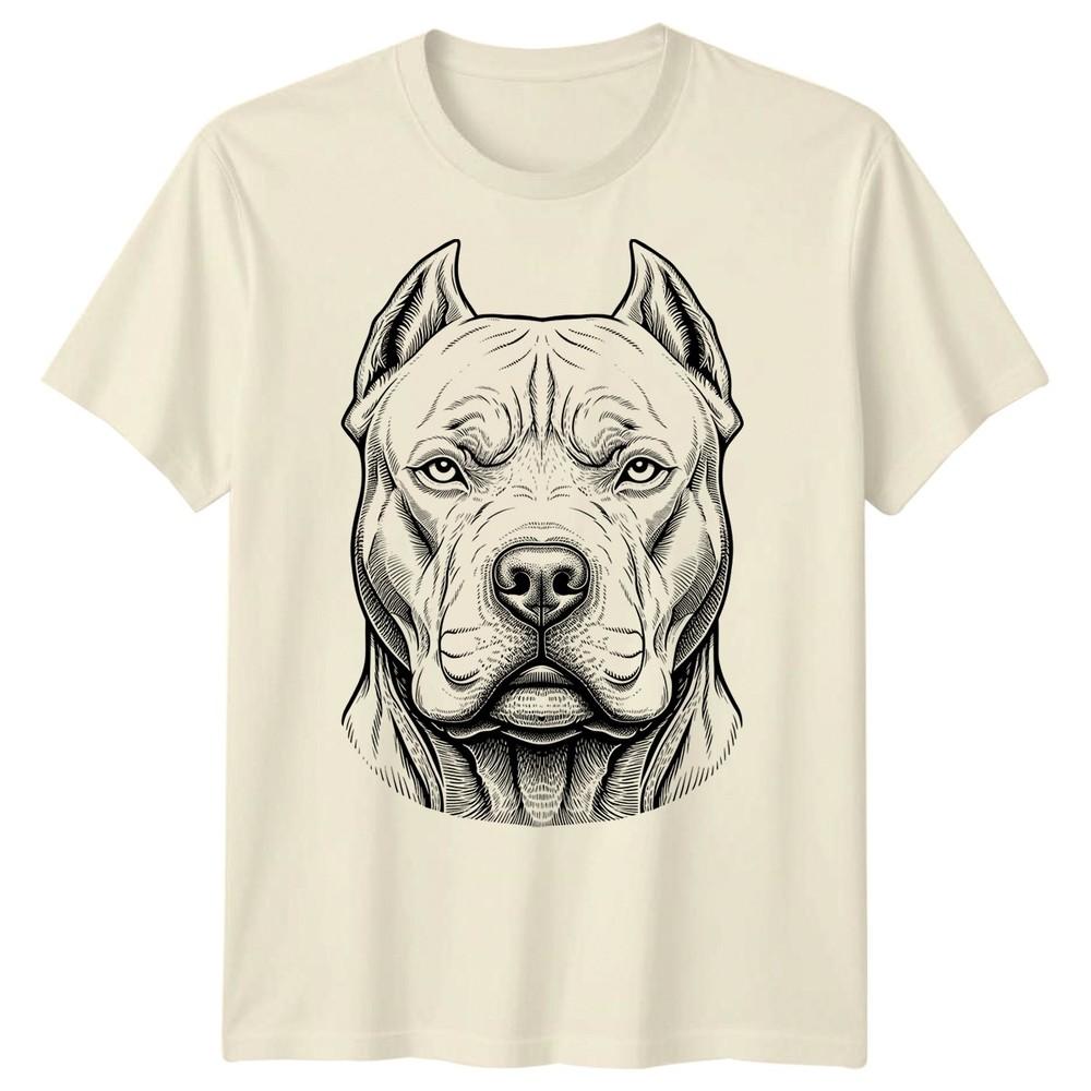 Pitbull Dog Animals Unisexs TShirt Engraving Style Graphic Tee