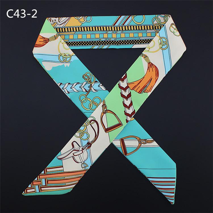 

New Fashion Scarf Chain Saddle Print Tie Women Silk Scarf Fashion Head Scarf Brand Handle Bag Ribbons Small Long Scarves