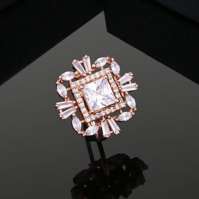Gorgeous Rose Gold Plated and CZ Women's Finger Ring (adjustable)