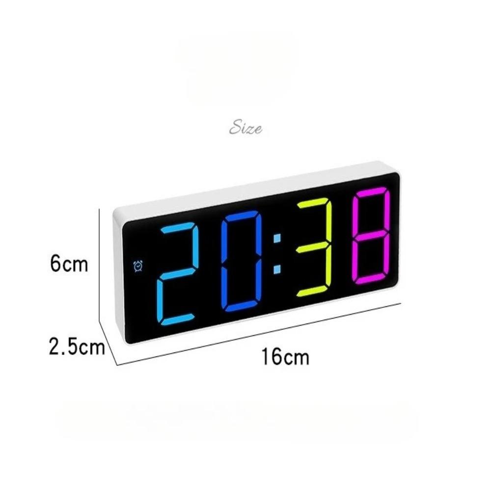 RGB Colorful Alarm Clock with Temperature Date 4 Digitals LED Digital Clock LCD Display Adjustable Brightness Electronic Clock
