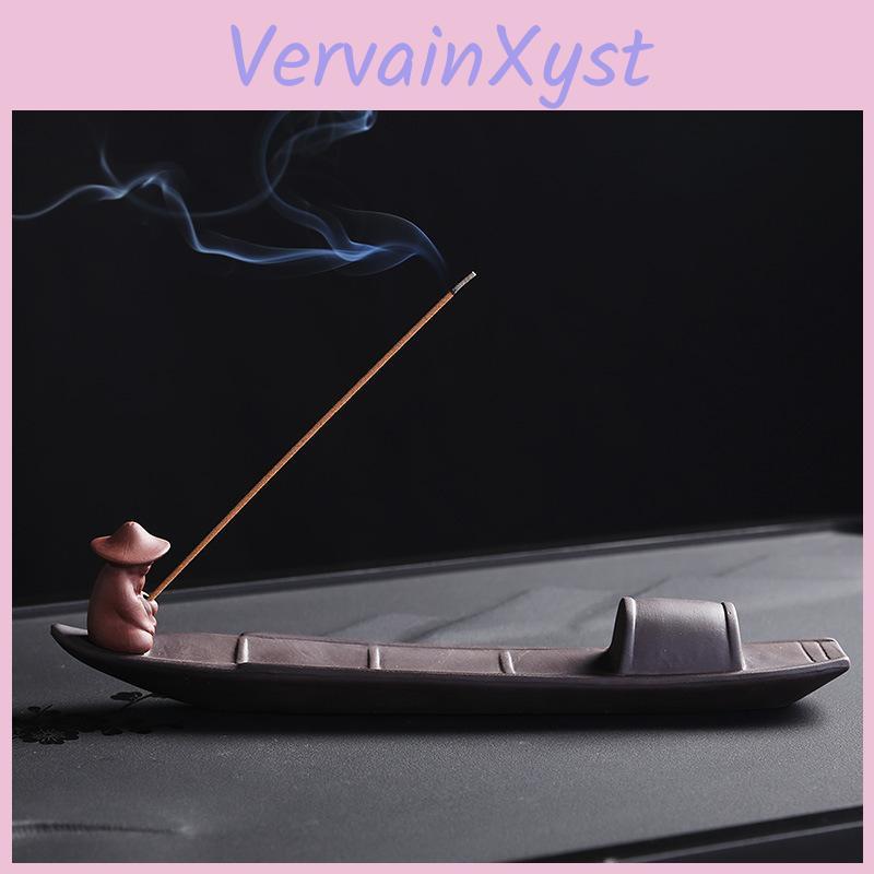 1pc Zen Incense Holder Stick Meditation Purple Clay Fisherman Fishing Incense Stick Holder Home Decor Without Incense