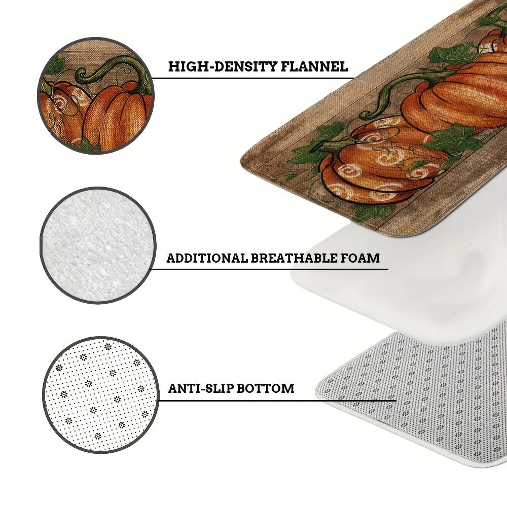 1pc Autumn Pumpkin Rectangular Thanksgiving Doormat, Non-slip And Washable Polyester Doormat, Flannel Material Is Soft, Comfortable And Easy To Clean,