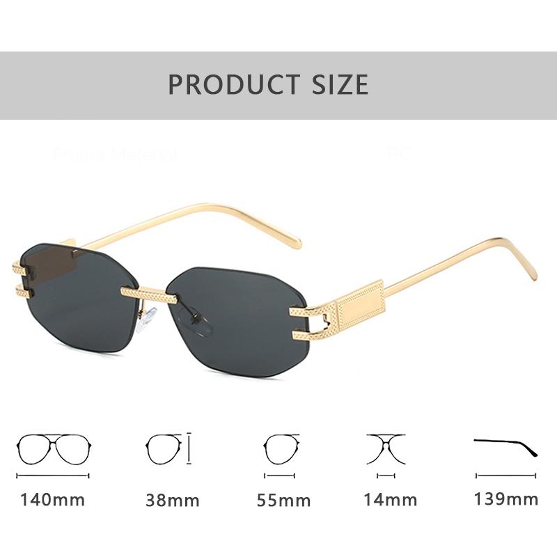 Ny Designer Mote Merke Luksus Solbriller Kvinner Menn Vintage Rammeløse Trendy Shades Briller Reise Fest Sommersolbriller