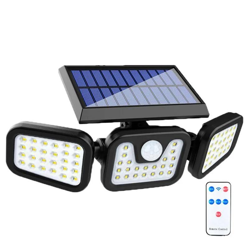 

74LED/103COB Солнечные прожекторы Уличный солнечный свет безопасности Водонепроницаемый датчик движения Индукция человека Коридор Сад Настенный светильник 74LED-Remote Control-1PC