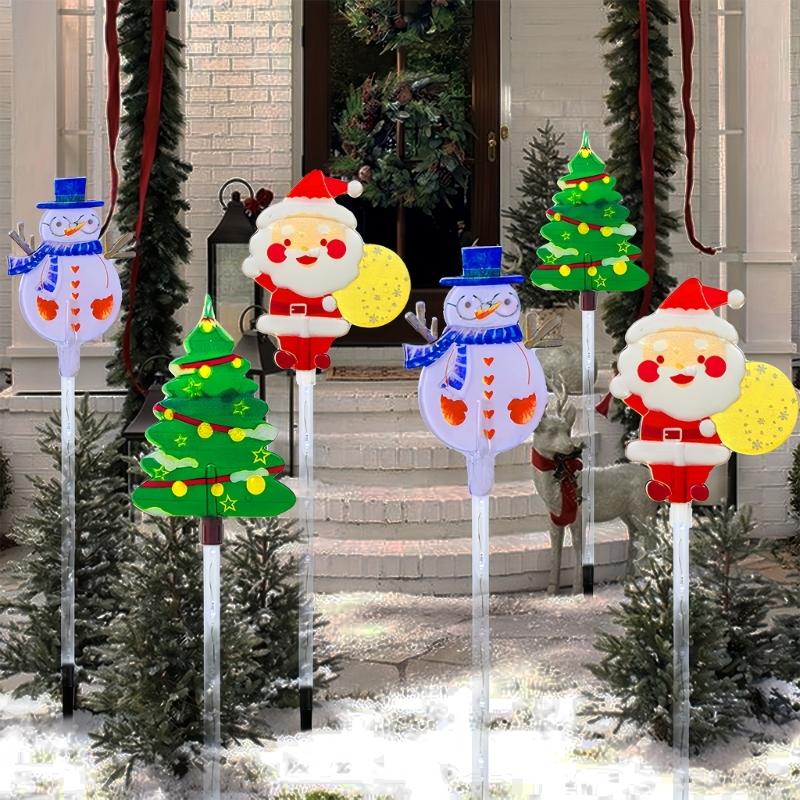 Pack of 6 Solar Christmas Decoration Ground Lights with Automatic Feature for Effortlessly Gardens and Patios