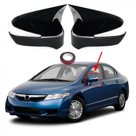 For 2006-2010 2011 Honda Civic Gloss Black Side Rearview Mirror Cover Trim Caps