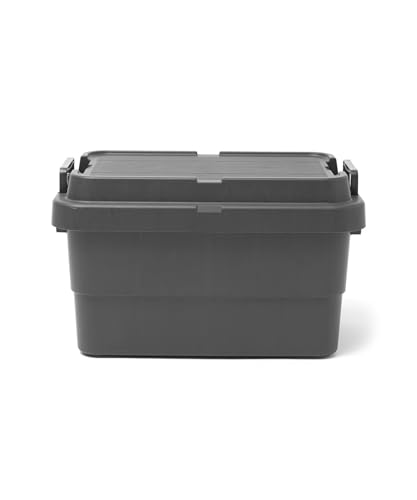 GORDON MILLER 50L Stackable Trunk Cargo Storage Box Organizer, Dark Gray, with Lid, Outdoor Seating, Large Capacity, 1664702
