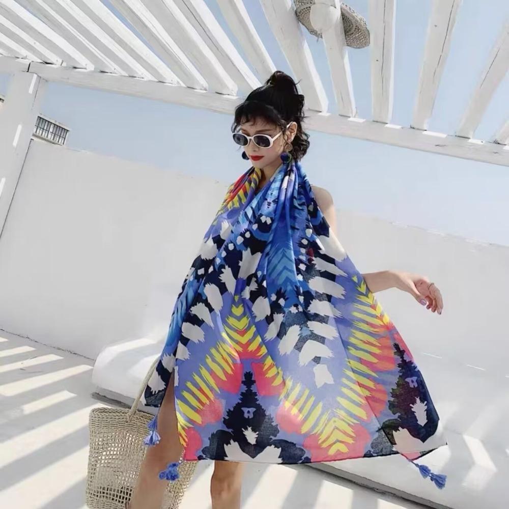 90x180cm Bikini Large Shawl Bohemian Flower Hijab Shawl New Hijab Scarf Summer