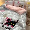 Applique Embroidery Ins Towel Embroidery Washed Cotton Four-piece Quilt Cover Bed Sheet Dormitory Three-piece Bedding Set Bed Sheet Quilt Cover