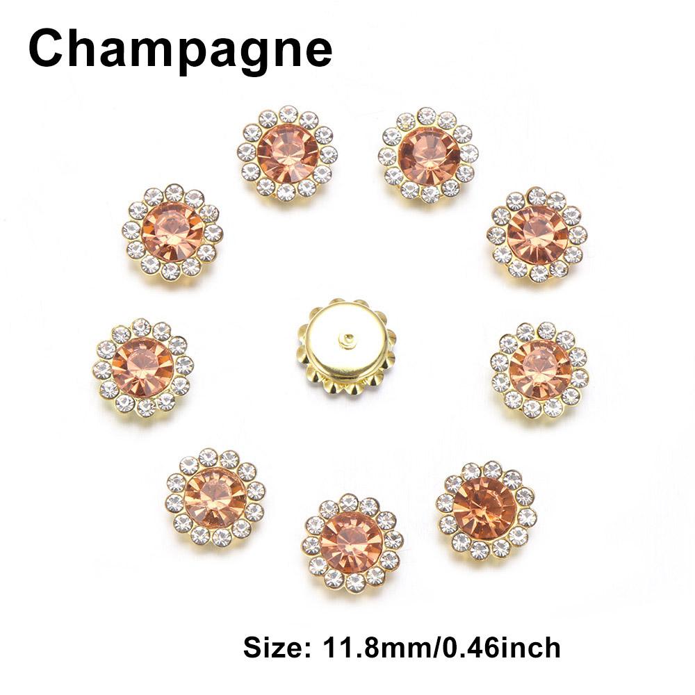 10PCS 16mm Rhinestone Snowflake Buttons DIY Craft Flatback Plating Pearl Buckle Clothing Decoration Hairpin Accessories