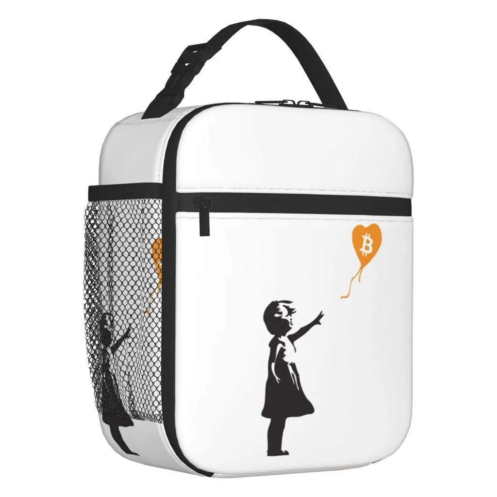 Custom Bitcoin Digital Currency Lunch Bag Women Cooler Warm Insulated Lunch Boxes for Kids School