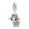 Original 925 Sterling Silver Bead Charms Pink Bow Cute Baby Sheep Pendant Fit Original Bracelet For Women DIY Jewelry Gift