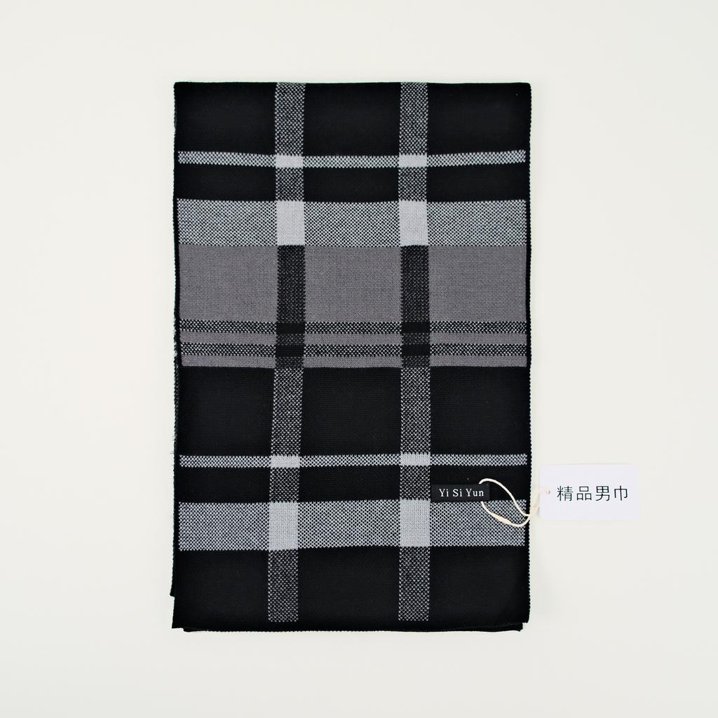 Men's Classic Winter Scarf Cashmere Feel Winter Scarves Long Formal Soft Scarf for Men Casual Scarves Luxuriously Plaid Scarf