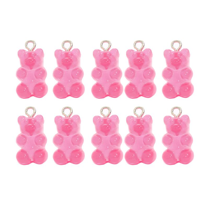 10pcs Resin Candy Color Bear Charms Pendant Beads for Necklace Bracelet Jewelry Making
