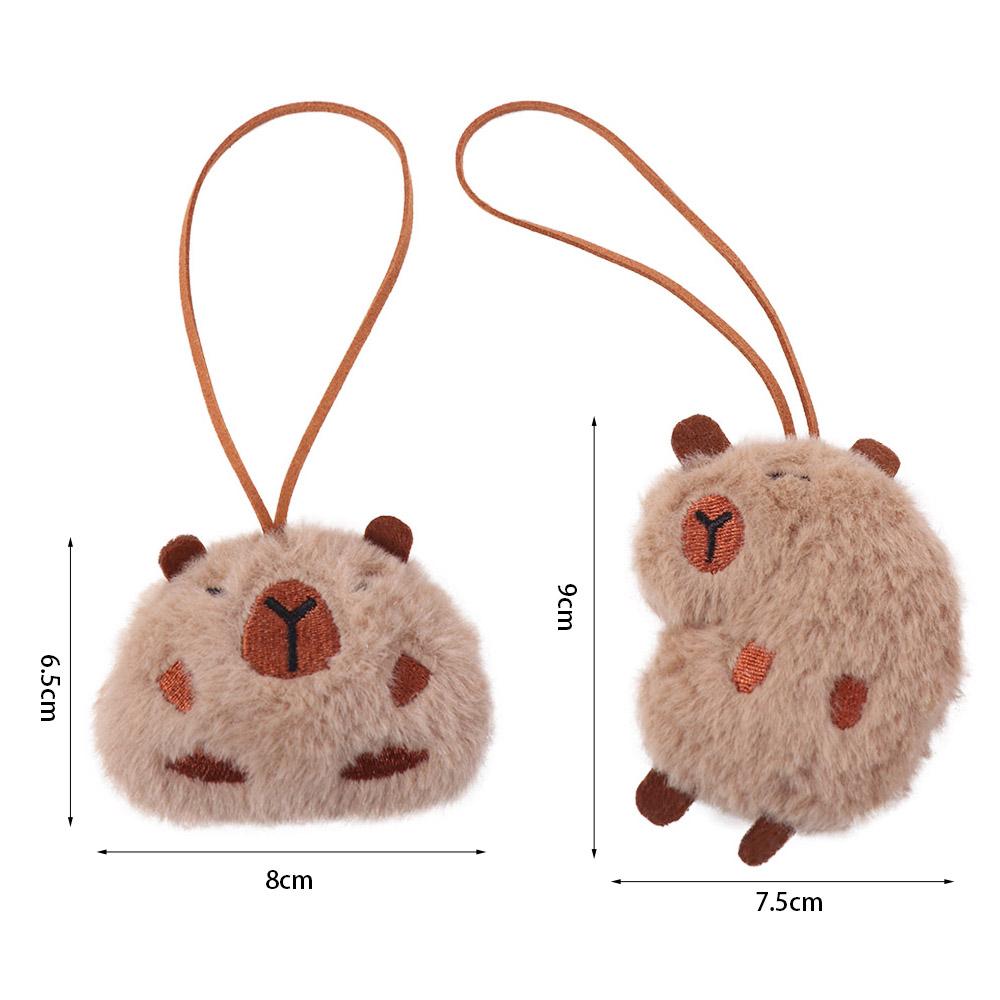 Animal Shape Capybara Key Chain Furry Plush Pendants Name Sticker Cell Phone Chain Bag Decoration