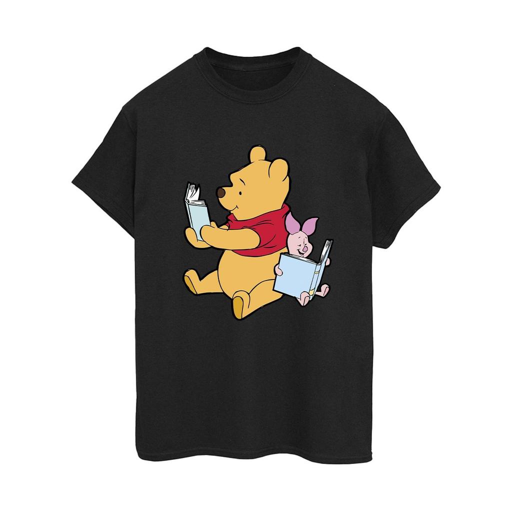Winnie the Pooh Damen/Damen Baumwoll-Boyfriend-T-Shirt zum Lesen