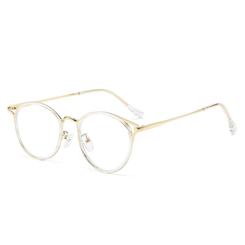 Anti Blue Light Nearsighted Glasses for Women Men Vintage Metal Frame Myopia Prescription Eyeglasses