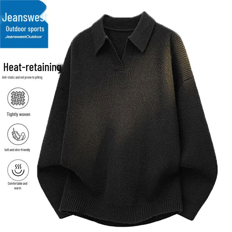 Jeanswest Men's Winter Loose Fit Turtleneck Knit Sweater