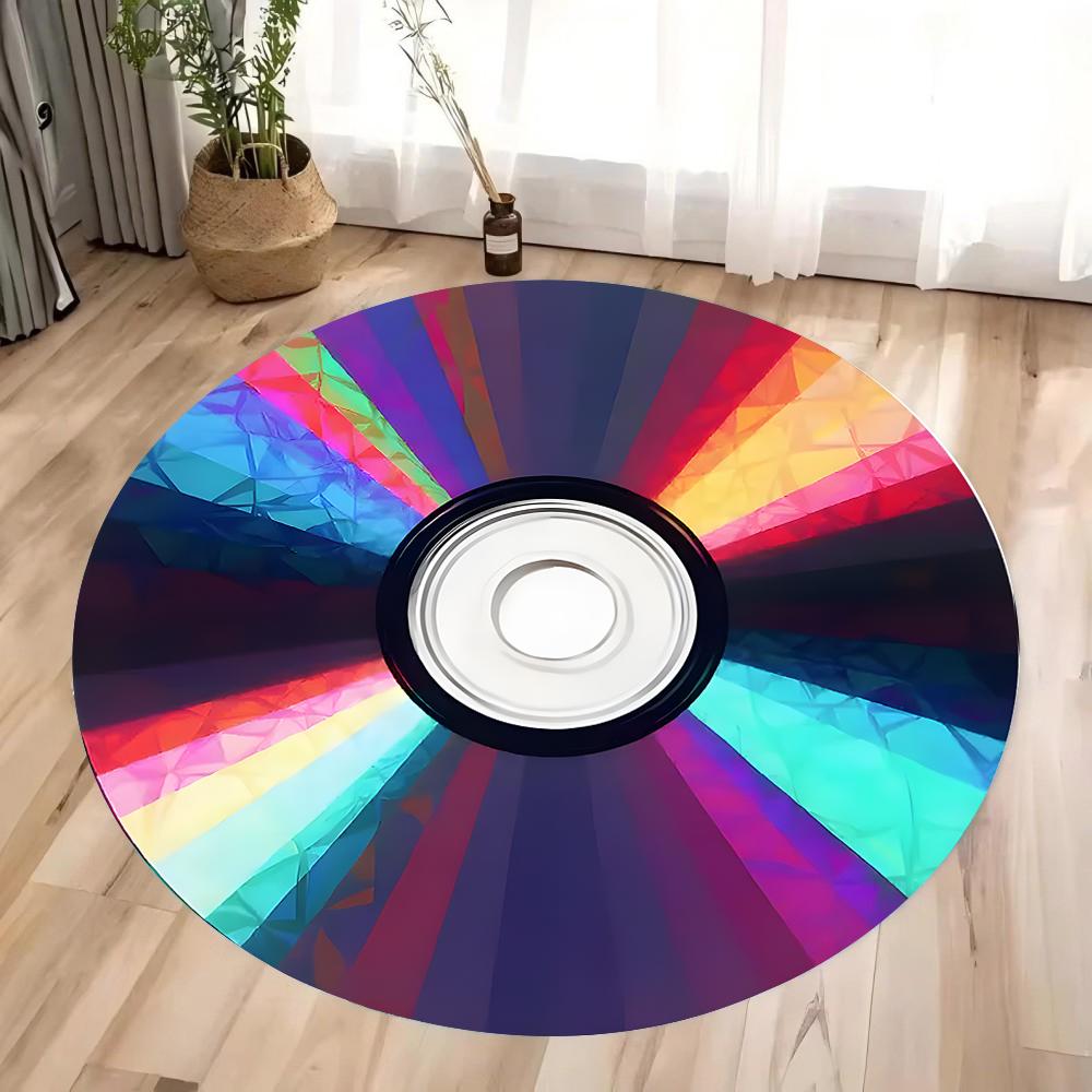 Record Printed Round Carpet Non Slip Circle Floor Rugs Children Bedroom Decor Home Living Room Sofa Coffee Table Washable Mat