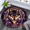 Wolf Dreamcatcher Round Area Rug,Carpet Rug for Living Room Bedroom Sofa Playroom Decor,Non-slip Floor Mat